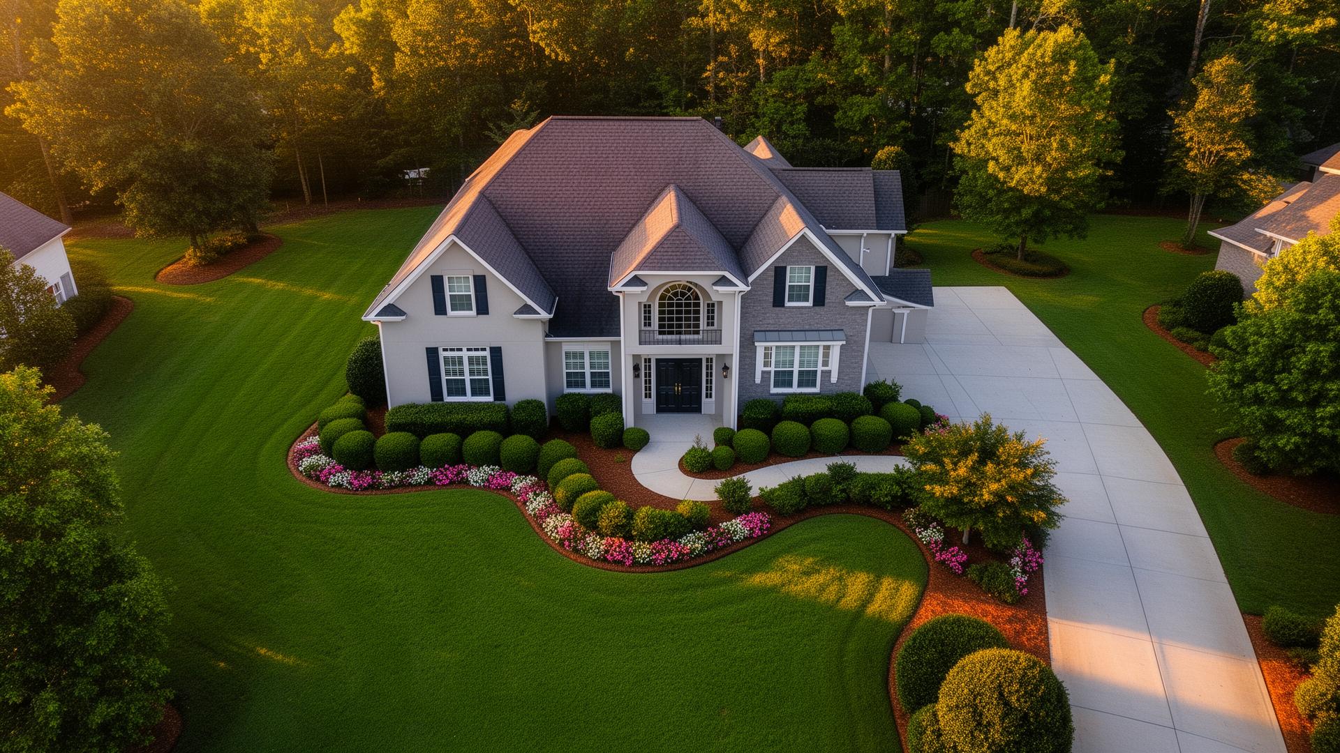 Professionally manicured lawn at a southern home